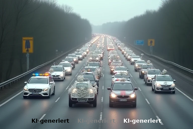 A2 bei Hannover: Hochzeitskonvoi blockiert alle Spuren und wird polizeilich gestoppt